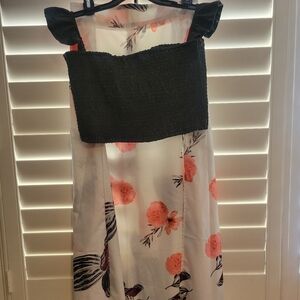 Floral Maxi Dress with Black Bodice
